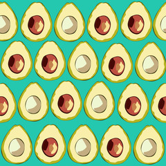  Avocado Seamless Pattern, Avocados Surface Pattern, Fruit Vector Repeat Pattern for Home Decor, Textile Design, Fabric Printing, Stationary, Packaging, Kitchen or Background