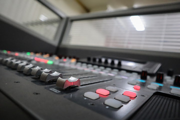 Professional sound mixer closeup