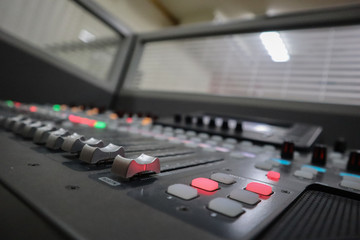Professional sound mixer closeup