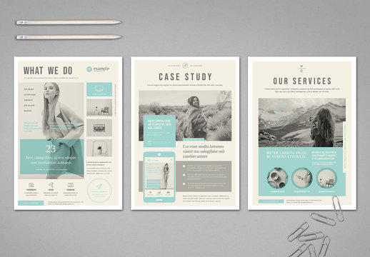 Beige Flyer Layout with Pale Blue Accents