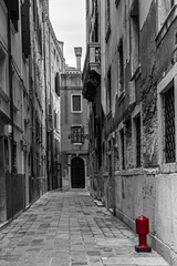 architecture, old buildings in black and white in Venice, Italy.