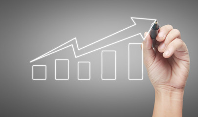 Hand drawing  chart, graph stock of growth