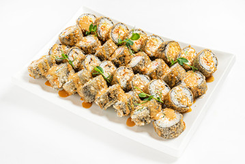 tasty sushi on the white background