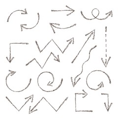 Grunge sketch arrow. Hand drawn ink arrows set. Handdrawn element. Vector illustration graphic element design, web collection of sketch arrows