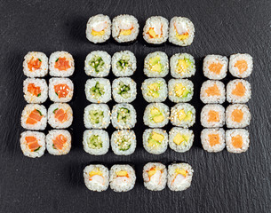 tasty sushi on the white background