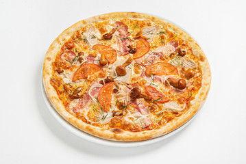 tasty pizza on the white background