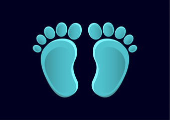 Baby feet icon flat element isolated on dark background. Element for your design.