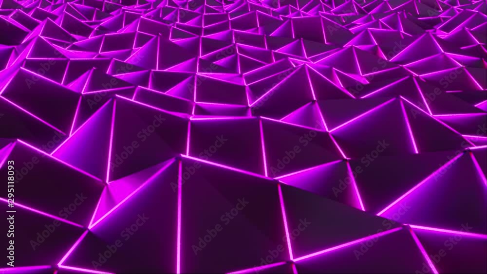 Poster 3d rendering polygonal digital abstract background. computer generation low poly waving surface with