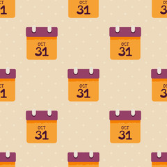 Seamless Halloween Background with Calendar Date