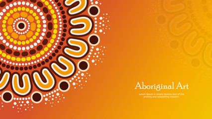 Aboriginal dot art vector banner with text.