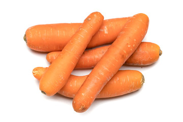 Raw carrot on white background.