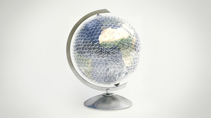Fototapeta na wymiar 3d illustration of plastic bubble globe Earth 