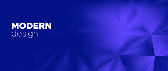 3d Abstract Polygonal Banner. Blue Geometric 