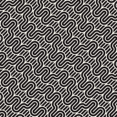 Vector seamless pattern. Modern stylish texture. Repeating waves abstract background. Monochrome geometric rounded lines.