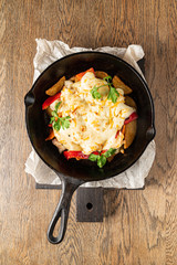 roasted vegetables with meat and cheese