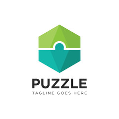 puzzle logo and icon vector illustration design template