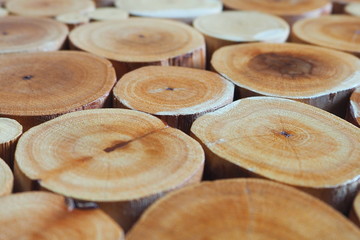 Wood bundles stacking with rough texture and surface for background and decoration in warm color