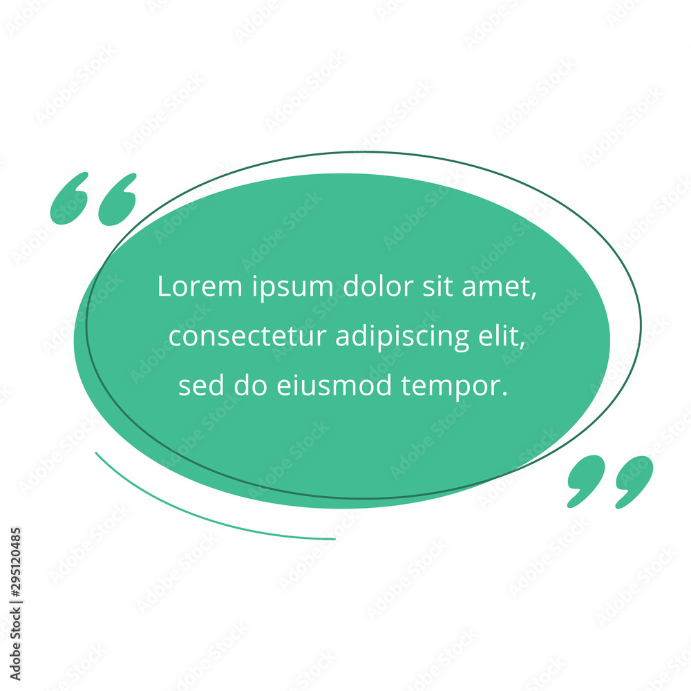 Aufkleber quote blank frame vector template. green speech bubble. quotation, citation text box design. oval em