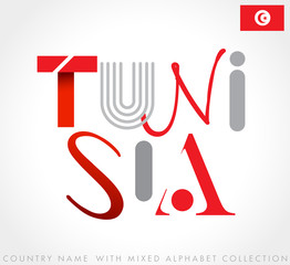 Country name with mixed alphabets isolated on white background : Vector Illustration