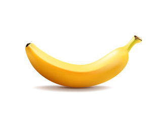 Realistic banana on white background