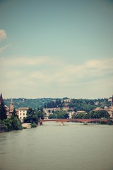 Fototapeta premium View on Adige river which flows through Verona city