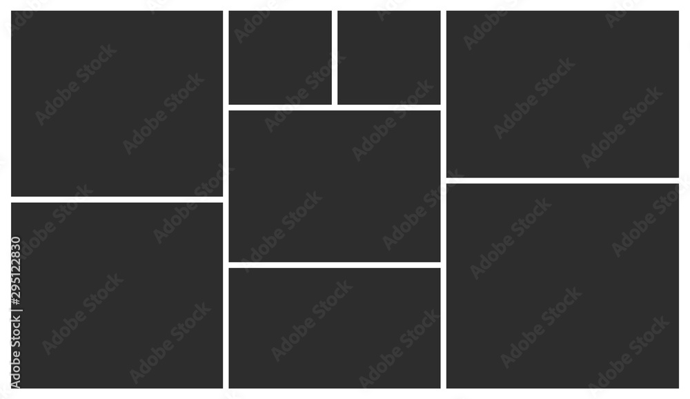 Poster templates collage eight frames photos. poster frame mockup. empty vector frames.
