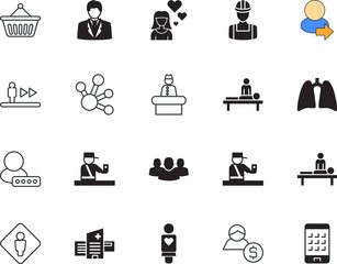 people vector icon set such as: basket, tablet, lung, digital, respiratory, transportation, pattern, earth, outline, front, washroom, leader, globe, staircase, cart, teamwork, supervisor, help