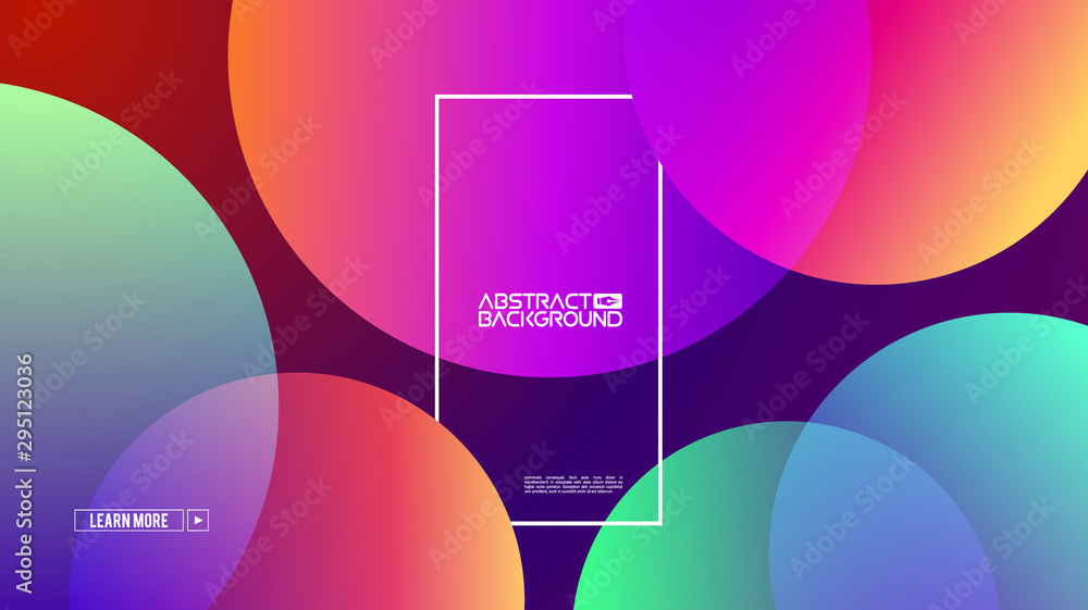 Poster retro abstract presentation template with colorful circles background on gradient background for web