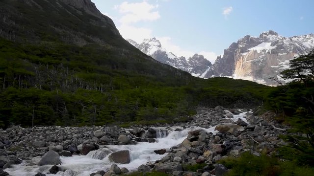 River while backpacking the French Valley in Torres del Paine National Park in Chilean Patagonia 