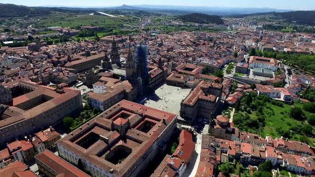 Fly above  Santiago de Compostela | Spain (aerial footage 4k)