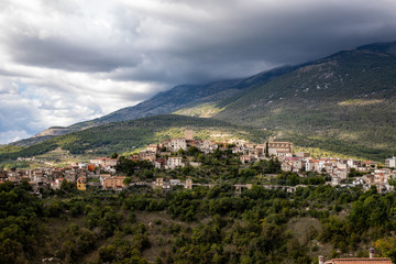 Landscape of  Campoli Appennino. A little village of  Abruzzo, Lazio and Molise National Park, Italy
