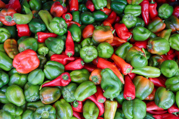 Lovely fresh green and red mixed peppers
