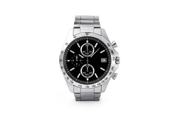 Luxury watch isolated on white background. With clipping path for artwork or design. Black. - obrazy, fototapety, plakaty