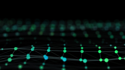 Multiple layers of information on black background.