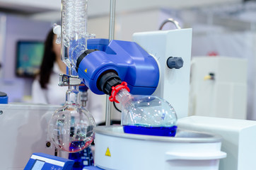 A rotary evaporator (or rotavap/rotovap) is a device used in chemical laboratories for the efficient and gentle removal of solvents from samples by evaporation.