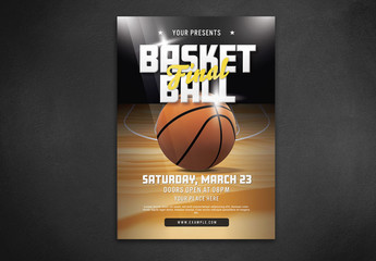 Basketball Game Flyer Layout with Illustrative Elements