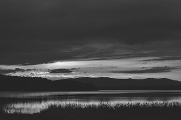 Lipno Dam 6, Czech Republic, Sunset Black and White