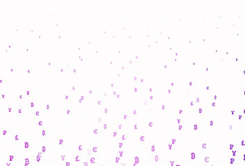 Light Purple vector pattern with symbols of currency.