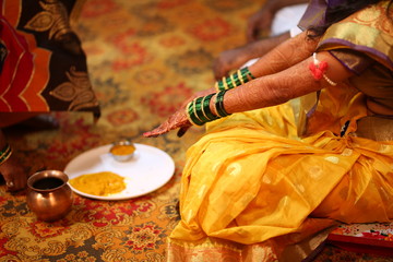 haldi ceremony in maharashtrian hindu marriage in India