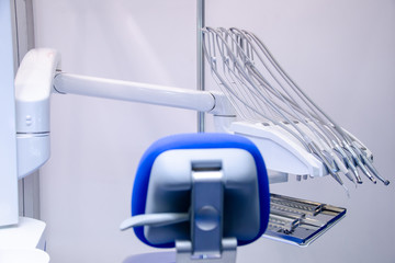 Dentist's office, dentist medical instruments. Dentist tools.