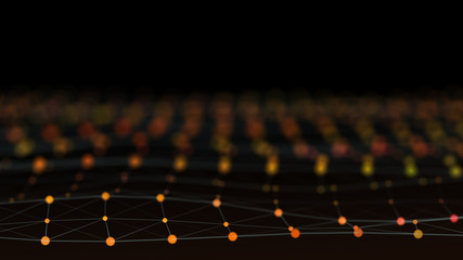 Obraz premium Abstract motion wave from shining particles connections.