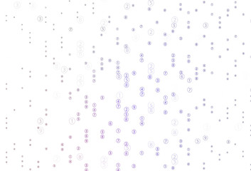 Light Purple, Pink vector template with isolated numerals.