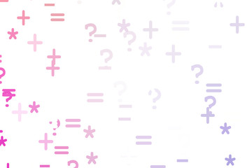 Light Purple, Pink vector template with math simbols.