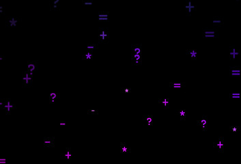 Dark Purple vector background with math elements.