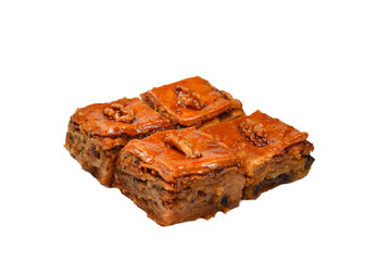 Tasty baklava isolated on white background.