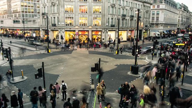 Time lapse of Oxford Circus, a famous London landmark and retail destination