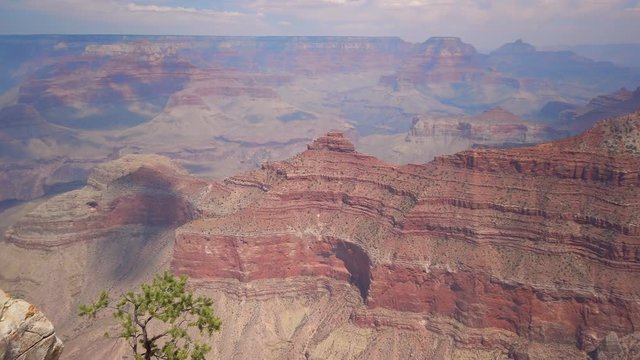 Grand Canyon National Park Mather Point, northwestern Arizona, Steep-sided canyon carved by Colorado River in Arizona UNESCO WHS in 1979 Gimbal panning cinematic legal Rec.709 ProRes 422 4K