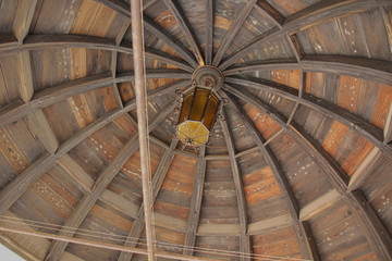 Venice, Italy. Roof of the tower of the Contarini del Bovolo Palace, vintage lantern. Inside view of the tower