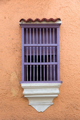 Typical Latin American colonial window in Cartagena, Colombia