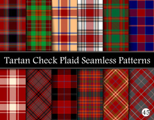 Set Tartan Plaid Scottish Seamless Pattern